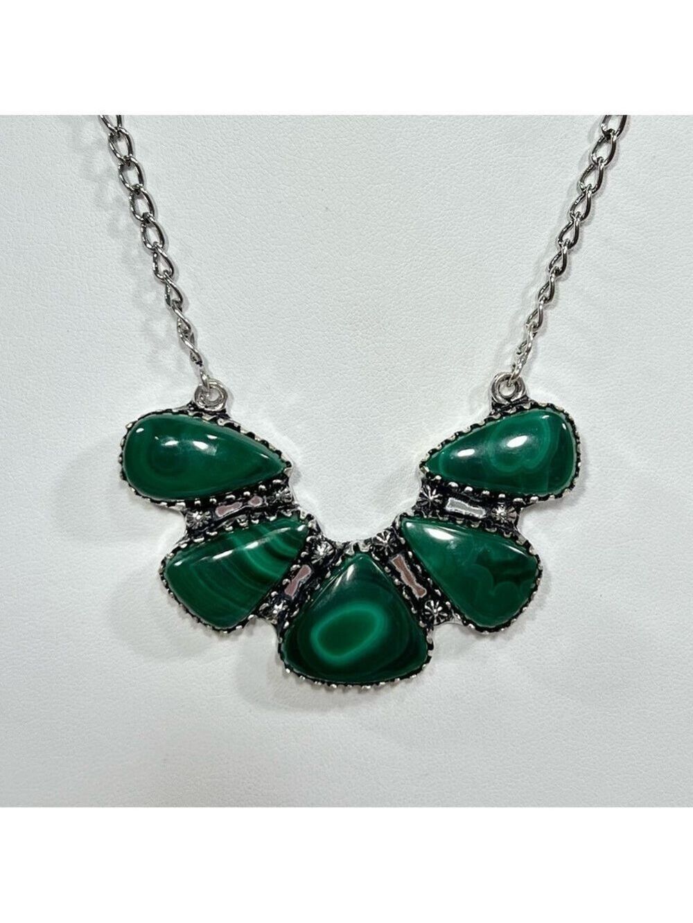 Malachite Vintage Style 925 Gemstone Multi Stone Necklace